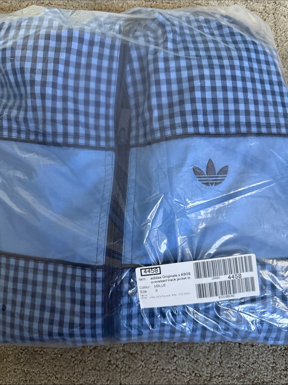 NWT adidas Originals x ASOS track jacket in blue gingham - Picture 4 of 4